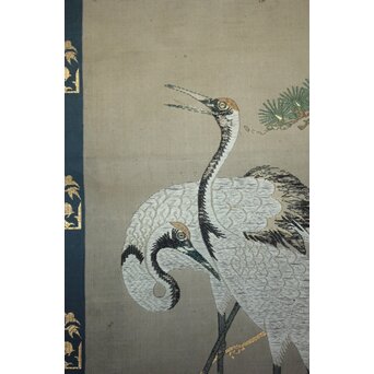 竹屋町刺繍 鶴図 掛軸　Z796 