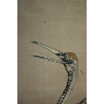 竹屋町刺繍 鶴図 掛軸　Z796 