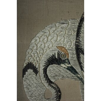 竹屋町刺繍 鶴図 掛軸　Z796 