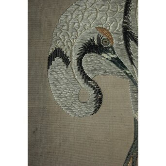 竹屋町刺繍 鶴図 掛軸　Z796 