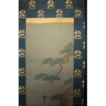 竹屋町刺繍 鶴図 掛軸　Z796 