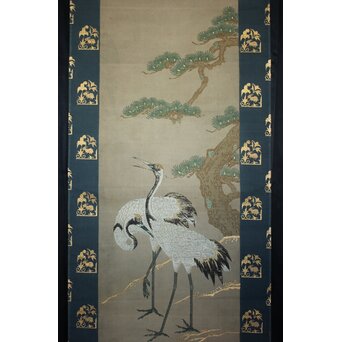 竹屋町刺繍 鶴図 掛軸　Z796 