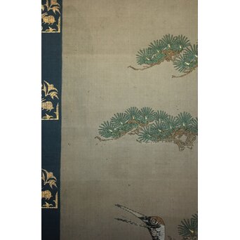 竹屋町刺繍 鶴図 掛軸　Z796 