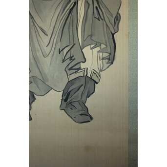 松林桂月 鍾馗図 絹本軸装 共箱　Z798 