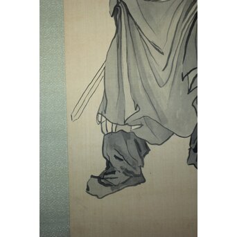 松林桂月 鍾馗図 絹本軸装 共箱　Z798 