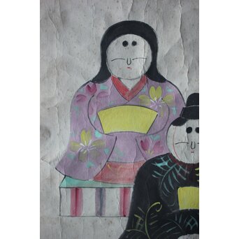 水島爾保布【浅草雛】まくり共箱　Z800 