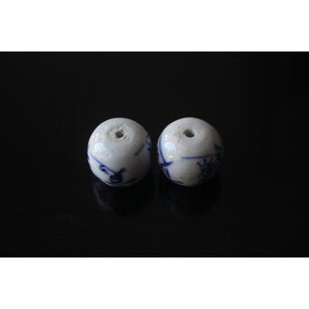 倣 富岡鉄斎書 染付【百事如意】風鎮 一対　P628 