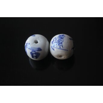 倣 富岡鉄斎書 染付【百事如意】風鎮 一対　P628 