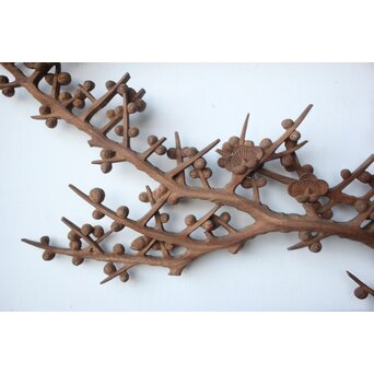 大島五雲 井波彫刻 四君子木彫欄間 2枚1組　R0535 