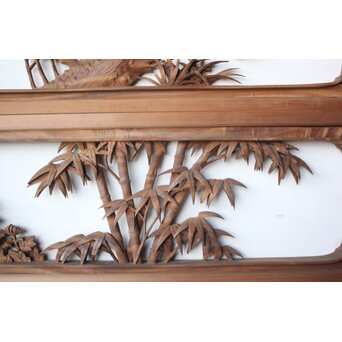 大島五雲 井波彫刻 四君子木彫欄間 2枚1組　R0535 