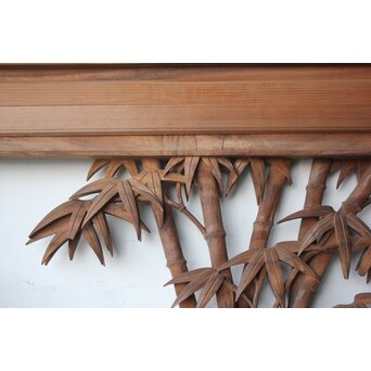 大島五雲 井波彫刻 四君子木彫欄間 2枚1組　R0535 