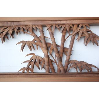 大島五雲 井波彫刻 四君子木彫欄間 2枚1組　R0535 