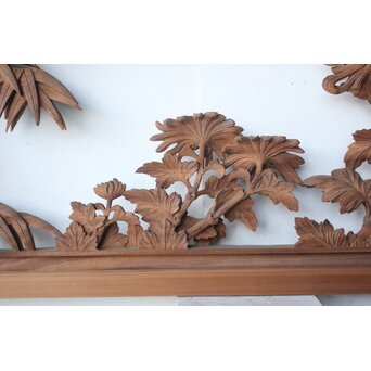 大島五雲 井波彫刻 四君子木彫欄間 2枚1組　R0535 