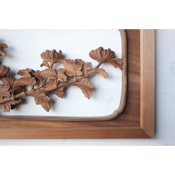 大島五雲 井波彫刻 四君子木彫欄間 2枚1組　R0535 