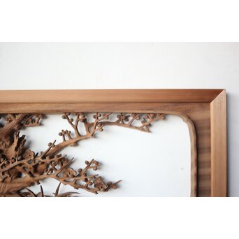 大島五雲 井波彫刻 四君子木彫欄間 2枚1組　R0535 