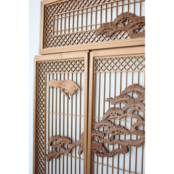 鶴松 書院欄間 5枚1組　R0536 