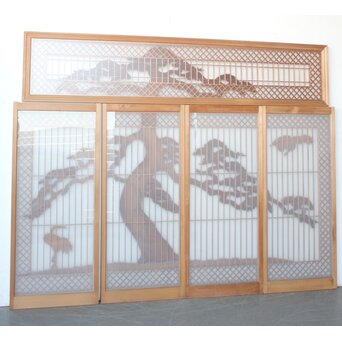 鶴松 書院欄間 5枚1組　R0536 ウラ