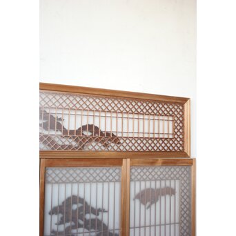 鶴松 書院欄間 5枚1組　R0536 