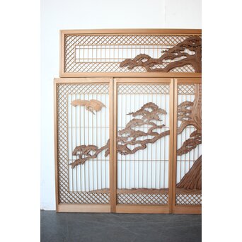 鶴松 書院欄間 5枚1組　R0536 