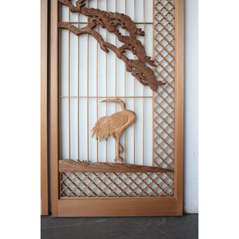 鶴松 書院欄間 5枚1組　R0536 