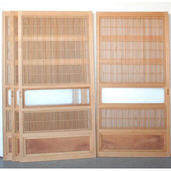 美品白木 障子枠付格子戸 4枚1組　L1200