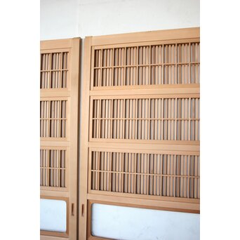 美品白木 障子枠付格子戸 4枚1組　L1200 