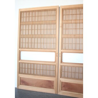 美品白木 障子枠付格子戸 4枚1組　L1200 