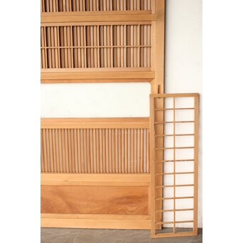 美品白木 障子枠付格子戸 2枚1組　L1202 