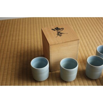 人間国宝 中島宏 南宋青磁 湯呑 5客　P629 