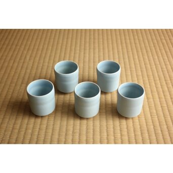 人間国宝 中島宏 南宋青磁 湯呑 5客　P629