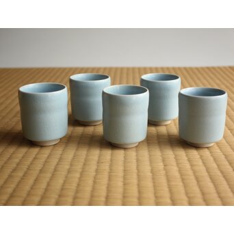 人間国宝 中島宏 南宋青磁 湯呑 5客　P629 