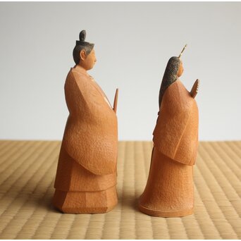 女流彫刻家【瀧川佐智子】 木彫彩色「立雛」 X630 