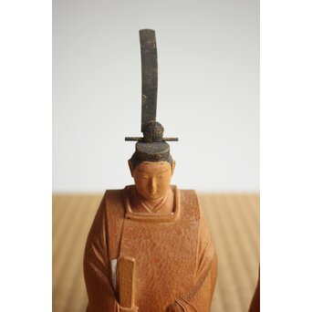 女流彫刻家【瀧川佐智子】 木彫彩色「立雛」 X630 