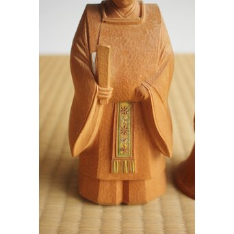 女流彫刻家【瀧川佐智子】 木彫彩色「立雛」 X630 