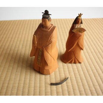 女流彫刻家【瀧川佐智子】 木彫彩色「立雛」 X630 