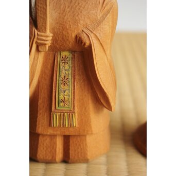 女流彫刻家【瀧川佐智子】 木彫彩色「立雛」 X630 