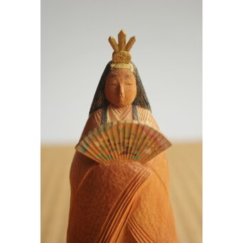 女流彫刻家【瀧川佐智子】 木彫彩色「立雛」 X630 