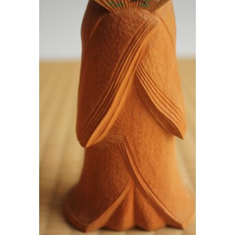 女流彫刻家【瀧川佐智子】 木彫彩色「立雛」 X630 