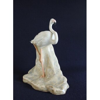 沼田一雅 陶彫 アフリカの鶴　P630 