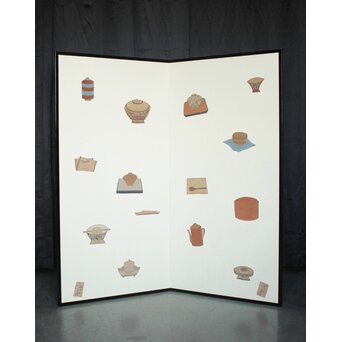 福田貂太郎 茶具 紙本屏風　Z803