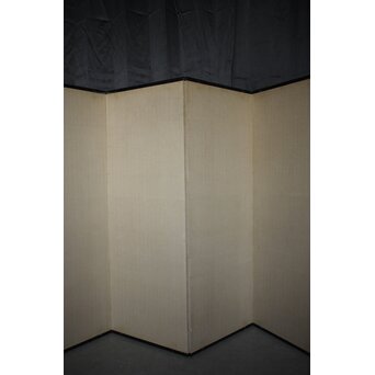 中浜松香 蘆に雁 銀屏風 水墨 八曲一双　Z806 