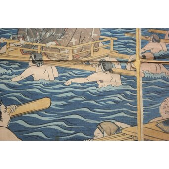 歌川広重 浮世絵木版画 東海道川尽 大井川の図　Z808 