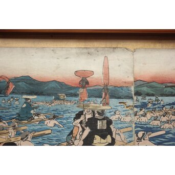 歌川広重 浮世絵木版画 東海道川尽 大井川の図　Z808 