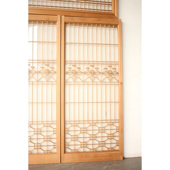 桐組子 片面ガラス 白木書院欄間 5枚1組　R0537 