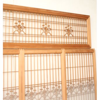 桐組子 片面ガラス 白木書院欄間 5枚1組　R0537 