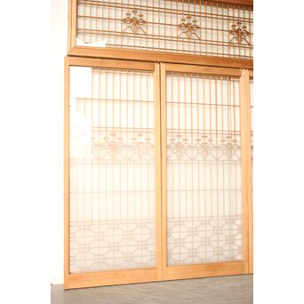 桐組子 片面ガラス 白木書院欄間 5枚1組　R0537 