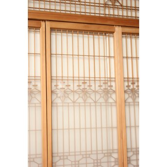 桐組子 片面ガラス 白木書院欄間 5枚1組　R0537 