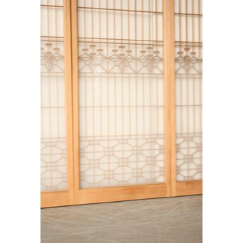 桐組子 片面ガラス 白木書院欄間 5枚1組　R0537 