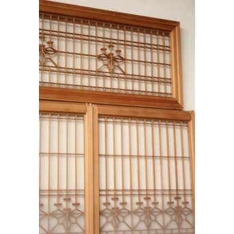 桐組子 片面ガラス 白木書院欄間 5枚1組　R0537 