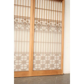 桐組子 片面ガラス 白木書院欄間 5枚1組　R0537 